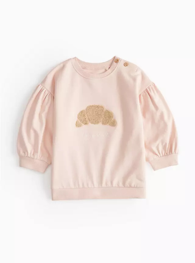 Pink Tiny & Cute Croissant Sweatshirt 12-18 months | Tu Clothing
