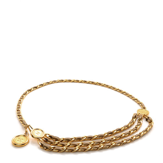 Chanel Metal Medallion CC Triple Chain Belt Gold | FASHIONPHILE (US)