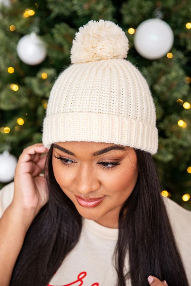 Snow Capped Ivory Beanie DOORBUSTER | Pink Lily