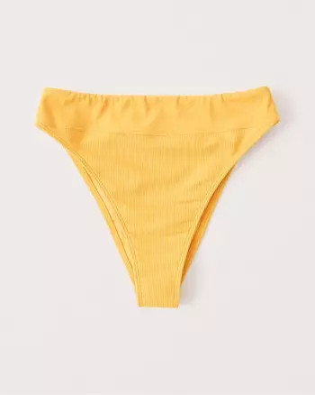 High-Waist Cheeky Ribbed Bikini Bottoms | Abercrombie & Fitch (US)