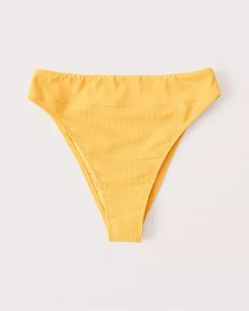 High-Waist Cheeky Ribbed Bikini Bottoms | Abercrombie & Fitch (US)