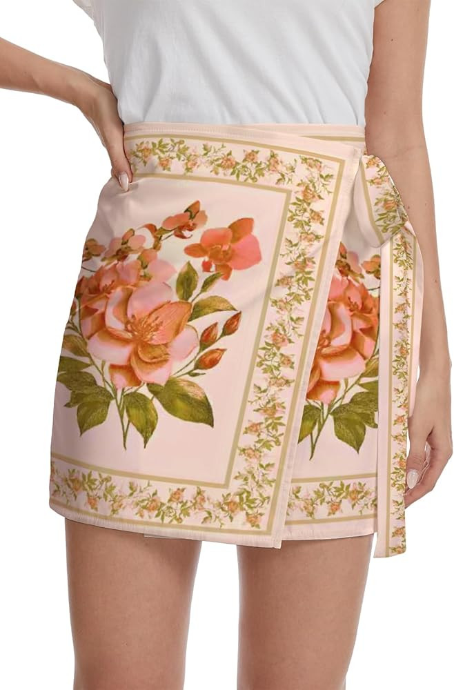 HERBATOMIA Women's Floral Wrap Mini Skirt Tie Side A-Line High Waist Boho Summer Vacation Beach Short Skirt for Women | Amazon (US)