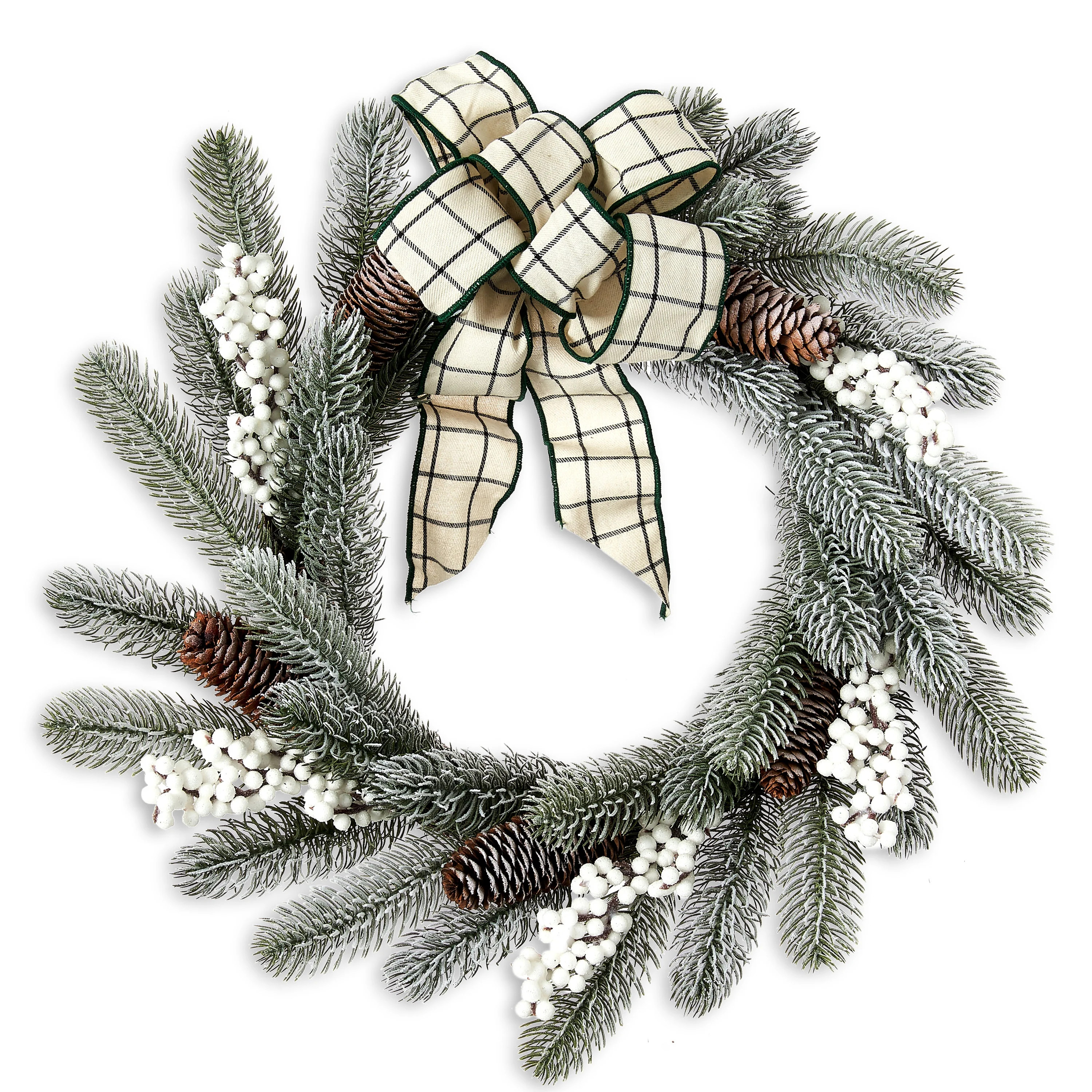 Holiday Time Black/White Flocked Christmas Wreath with Bow, 22 inch | Walmart (US)