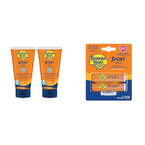 Banana Boat Sport Ultra Sunscreen Lotion SPF 30 Twin Pack 3oz and Lip Balm SPF 50 Twin Pack Travel Size Sunblock for Active Lifestyle | Amazon (US)