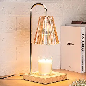 Marycele Candle Warmer Lamp with Timer, Dimmable Wax Melt Warmer Amber Lampshade, Vintage Nightst... | Amazon (US)