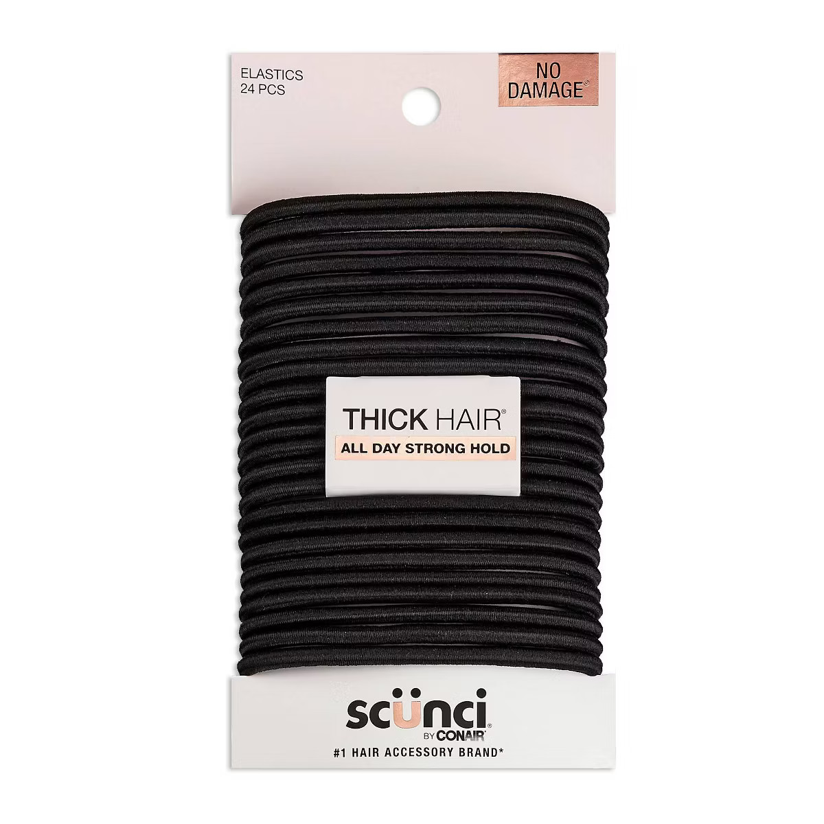 scünci No Damage Elastic Hair Ties - Black - Thick Hair - 5mm - 24pcs | Target