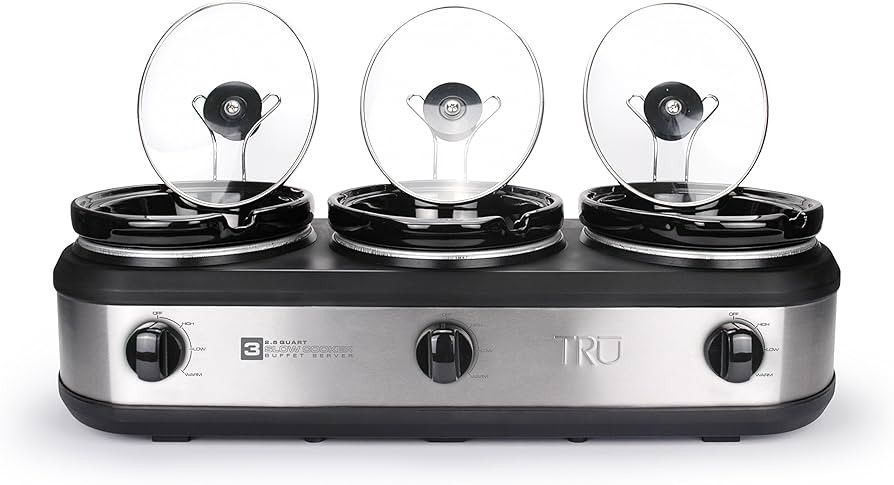 TRU Triple Slow Cooker by Select Brands - Triple Buffet Server for Parties, Holidays & Gatherings -  | Amazon (US)
