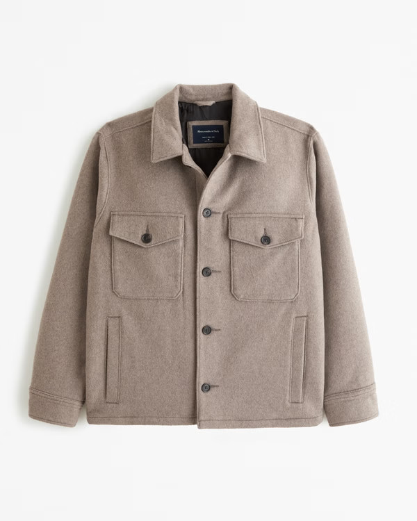 Men's Elevated Wool-Blend Shirt Jacket | Men's Clearance | Abercrombie.com | Abercrombie & Fitch (US)
