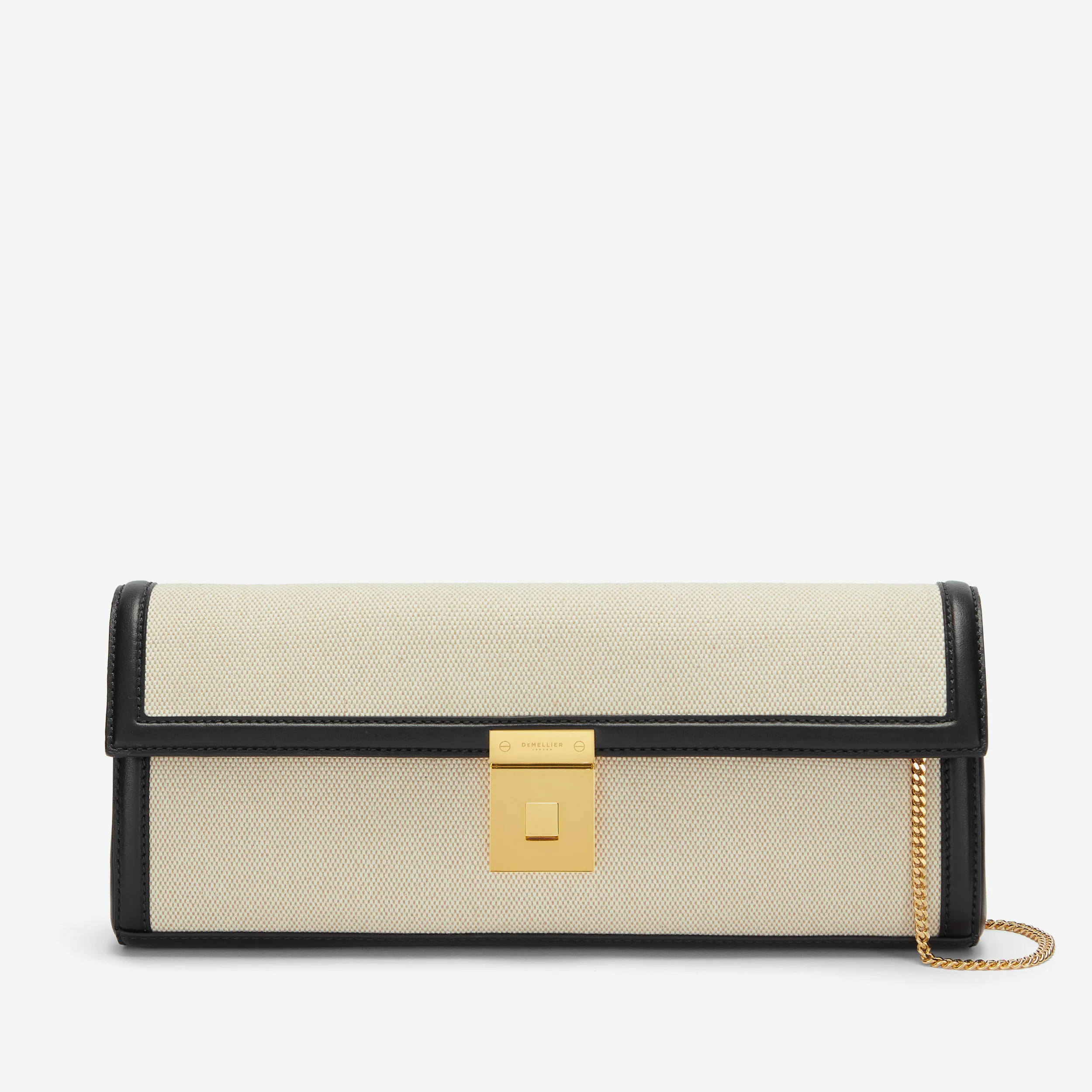 The Paris Clutch | Salt & Pepper Canvas Black Smooth | DeMellier | DeMellier
