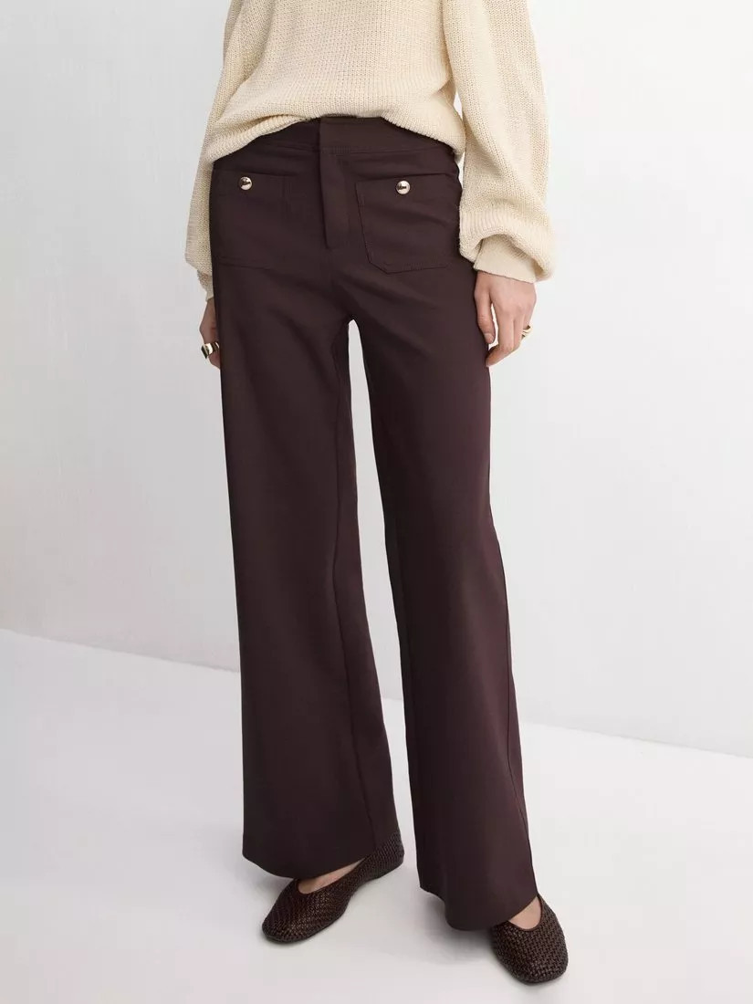 Mango High Rise Straight Trousers, Wine | John Lewis (UK)