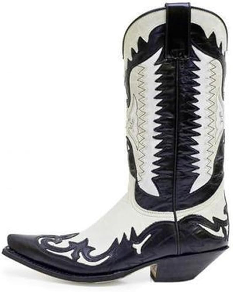 Cowboy Boots Men Boots Casual Work Boots Traditional Embroidered Low Heel Stitching Country Boot ... | Amazon (US)