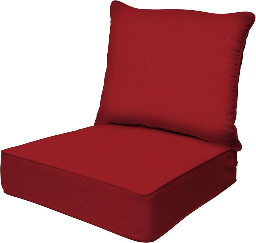 Honeycomb Outdoor Heritage Deep Seat, 24 x 23, Textured Solid Imperial Red Chair Cushion for Pati... | Amazon (US)