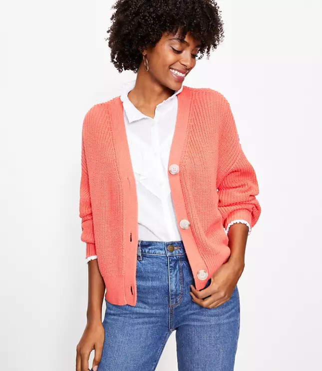 Cropped V-Neck Cardigan | LOFT