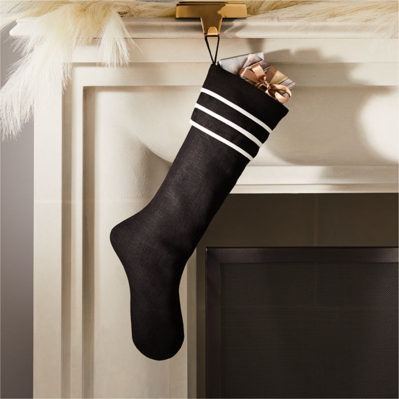 Edged Black Linen Stocking | CB2 | CB2