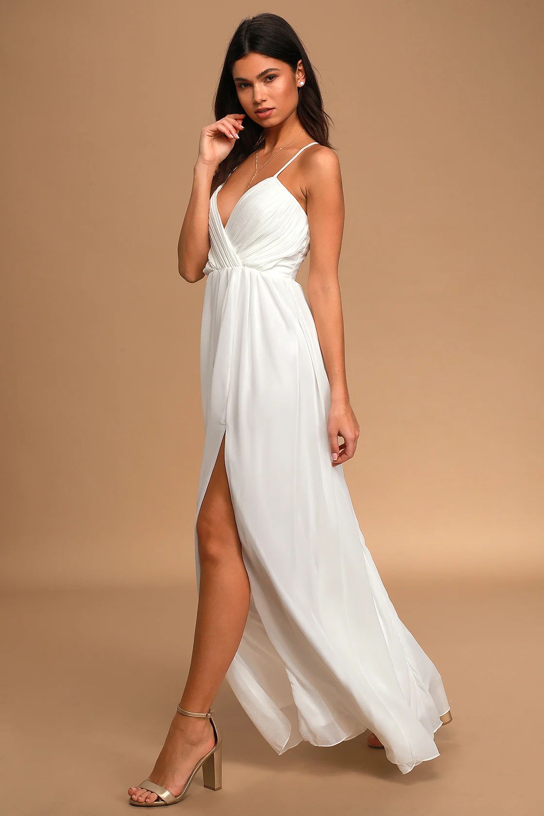 Undercover Lover Ivory Pleated Maxi Dress | Lulus