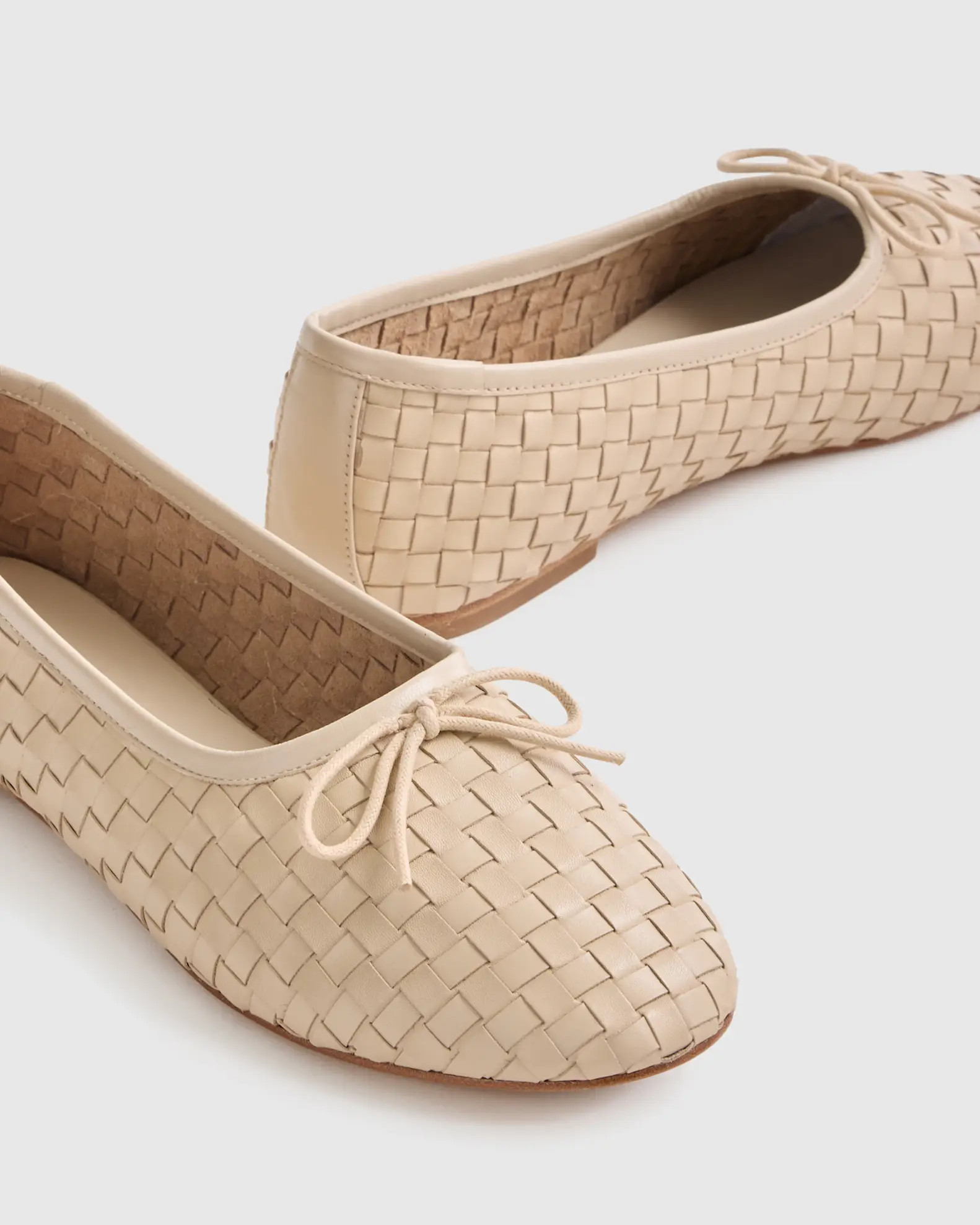Italian Leather Handwoven Ballet Flat in Stone | Quince
