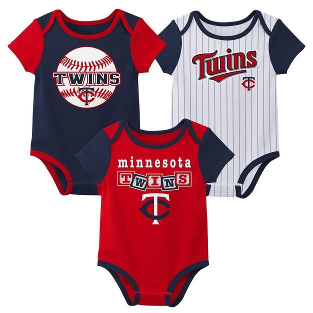 MLB Minnesota Twins Baby Boys' Pinstripe 3pk Bodysuit | Target