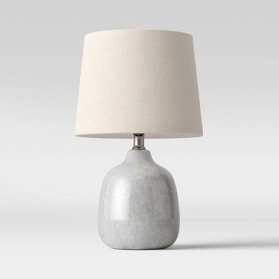17.5"x11" Assembled Ceramic Table Lamp Gray - Threshold™: Bud-Shaped Base, No Assembly Required | Target