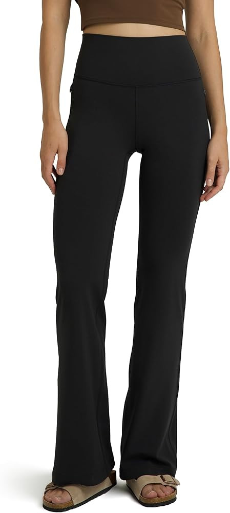 Colorfulkoala Women's Dreamlux High Waisted Flared Leggings with Zippered Pockets Wide Leg Yoga P... | Amazon (US)