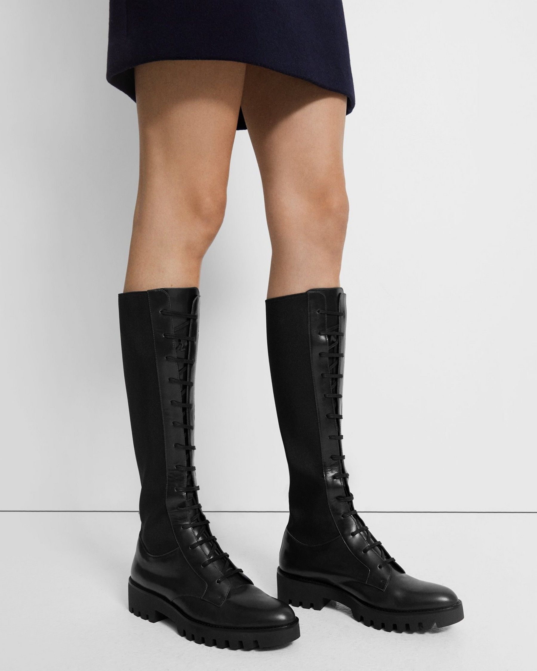 Laced Lug Boot in Leather | Theory