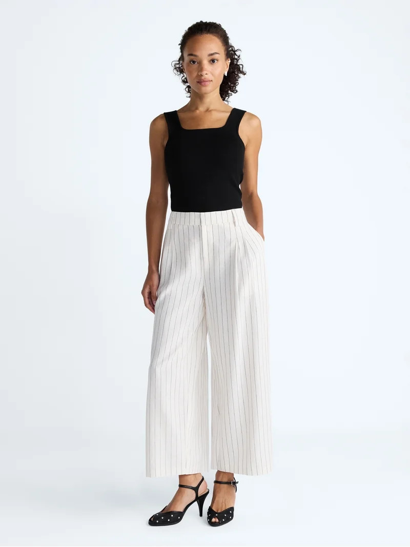 Scoop Women’s Pleated Barrel Pants, 25'' Inseam, Sizes 0-26W | Walmart (US)