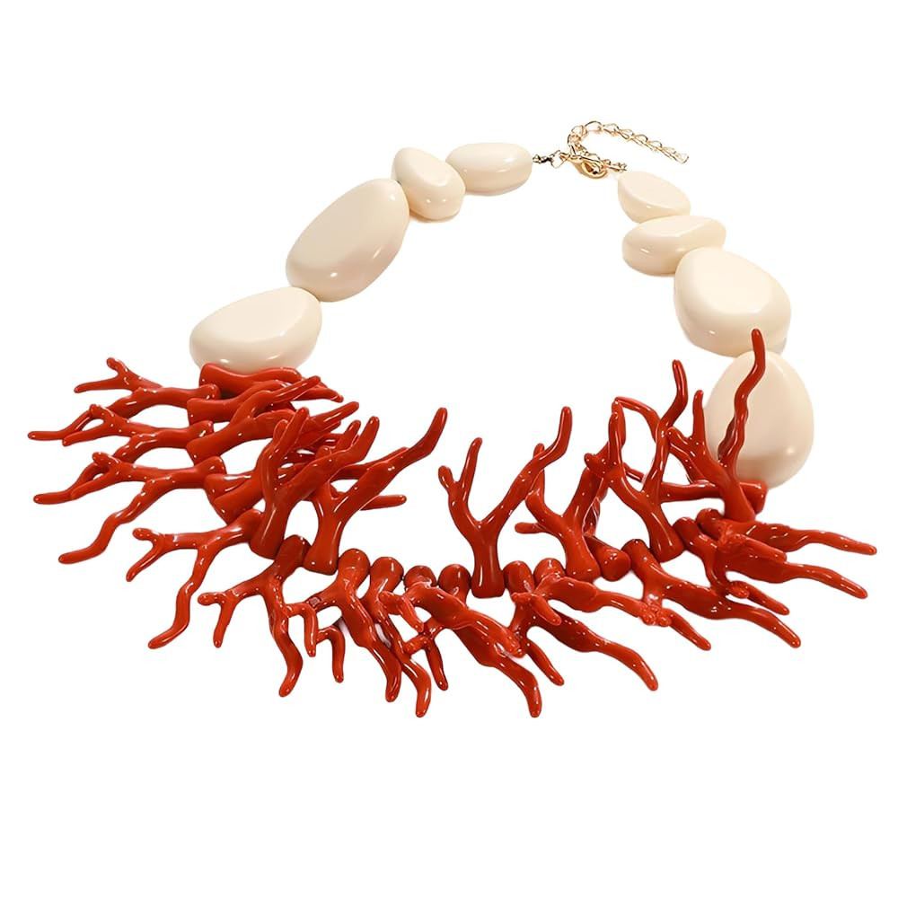 14K Yellow Gold Colorful Beaded Necklace For Women Vintage Beaded Chain Bohemian Necklaces Big Be... | Amazon (US)