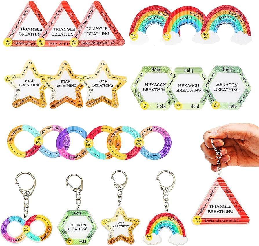 Primo Lines 15pcs Calm Strips for Anxiety Sensory Stickers, 5 Styles Sensory keychain, Geometric ... | Amazon (US)