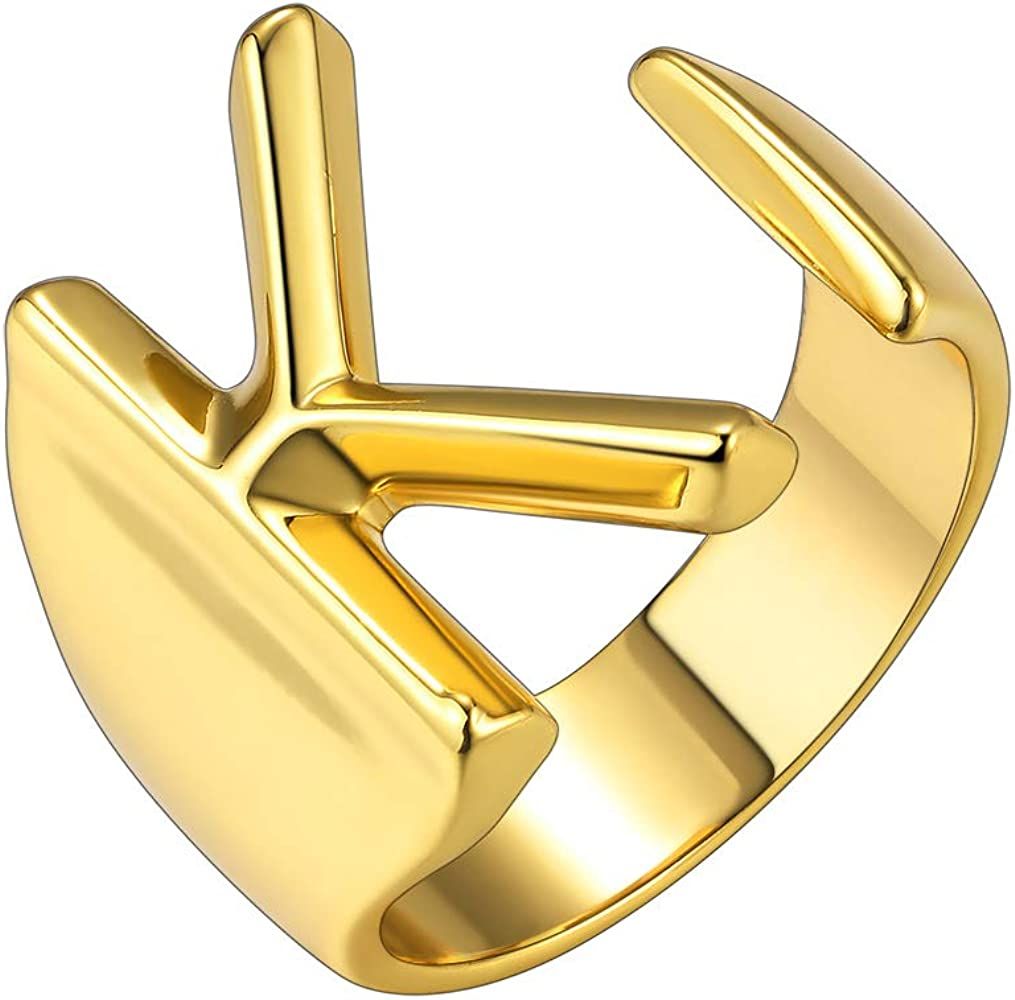 Keystyle GoldChic Jewelry Personalized Gold Bold Initial Letter Open Ring Adjustable, Women Statemen | Amazon (US)