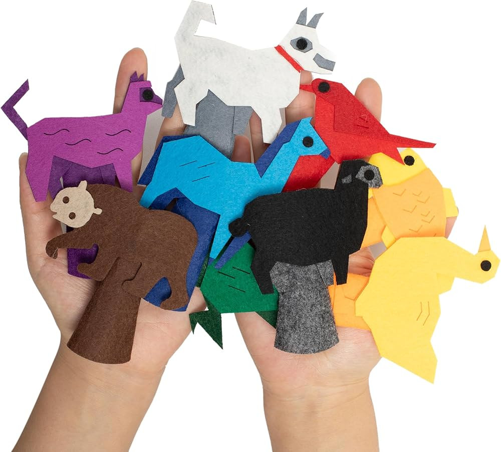 Felt Color Brown Bear Finger Puppets, 9pcs Feeling Sorting Red Bird, Yellow Duck, Green Frog, Whi... | Amazon (US)