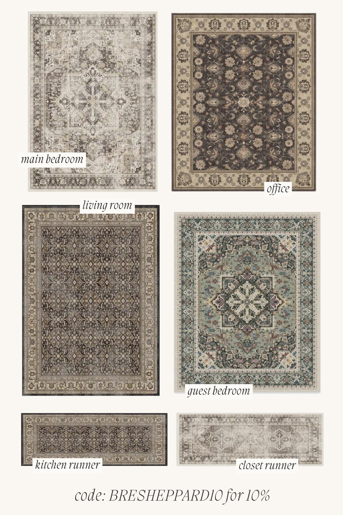 Ruggable code: BRESHEPPARD10 for 10% off! We have purchased for almost every room in the house - we like the classic cushion for a thin cushion that the rug attaches to. Adds some cushion and support but I like that furniture doesn’t leave dents in it. Love the runners for kitchen and closets! They’re also washable & pretty easy to lay out with two people. Also easy to spot clean but they look vintage/classic which I love


#LTKsalealert #LTKhome