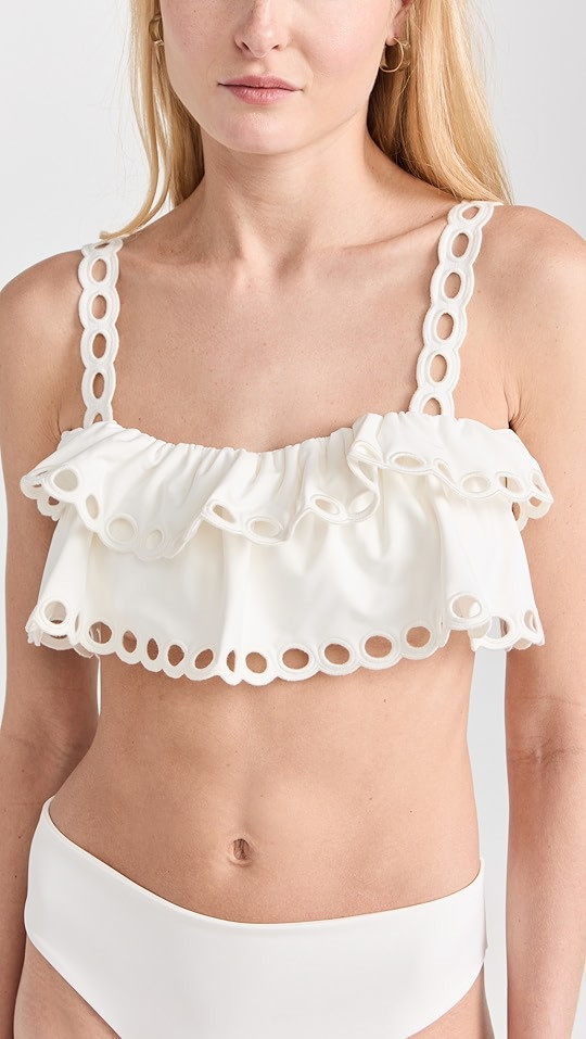 Solid Scallop Ruffle Bikini Top | Shopbop