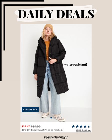 DAILY DEAL!!! Old Navy is having a HUGEEE sale right now! linking below some of the cutest winter clothes on sale! 🫶🏼 this water resistant hooded puffer coat is on sale for $26!!!

winter outfits, long puffer coat, old navy sale, puffer jacket, winter clothes

#LTKstyletip #LTKfindsunder50 #LTKsalealert