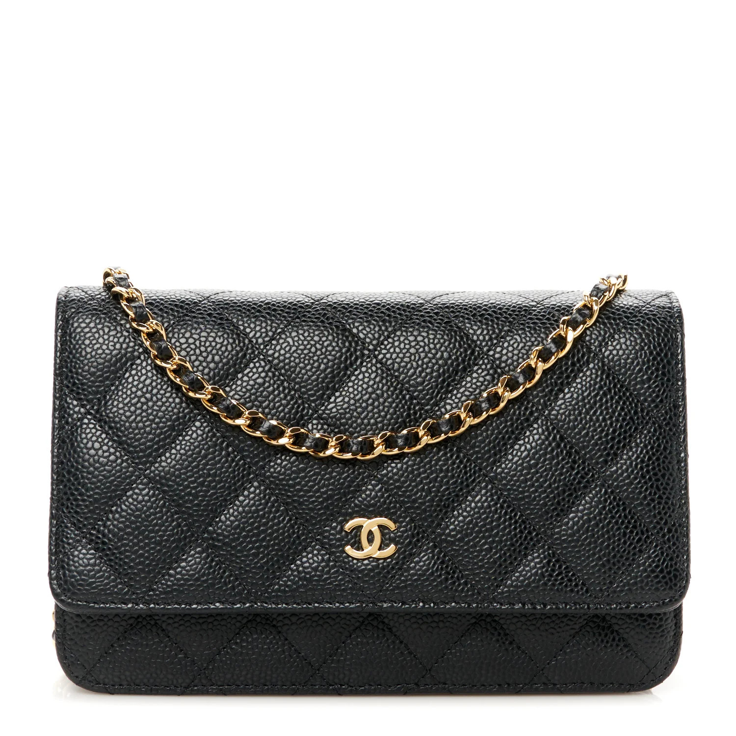 Caviar Quilted Wallet on Chain WOC Black | FASHIONPHILE (US)