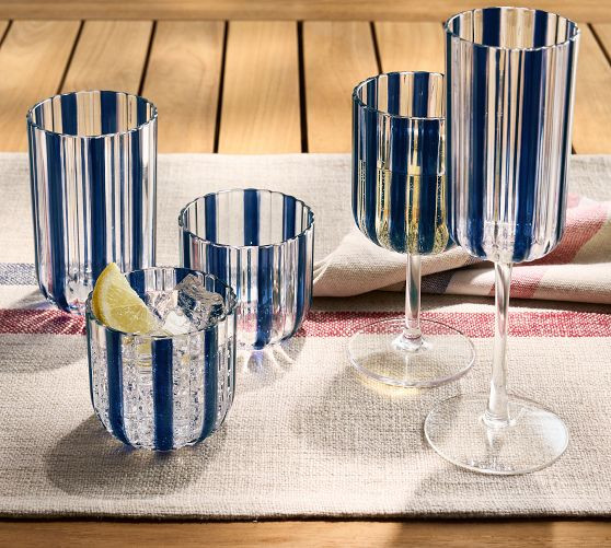 Montauk Stripe Outdoor Goblets - Set of 4 | Pottery Barn (US)