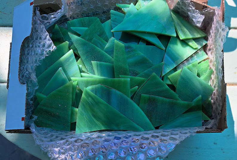Green Opalescent Stained Glass Scraps - 2 Pounds - Etsy | Etsy (US)