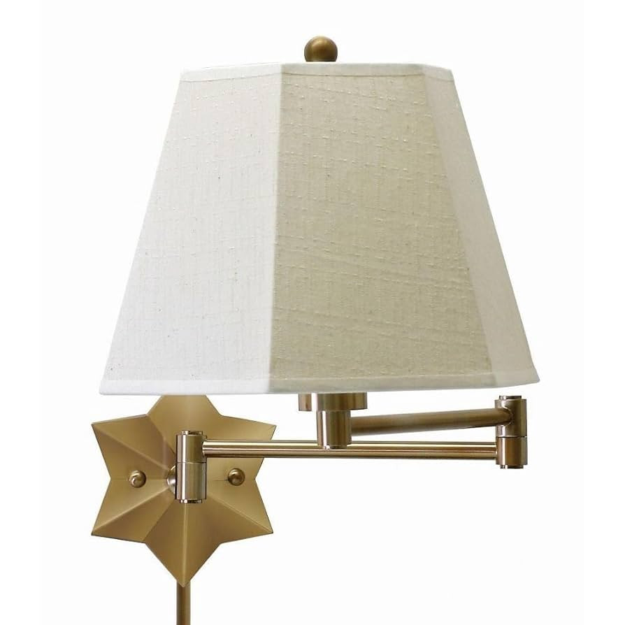 House of Troy WS751-AB 15-Inch Swing-Arm Star Wall Lamp Antique Brass with Off-White Linen Hardba... | Amazon (US)