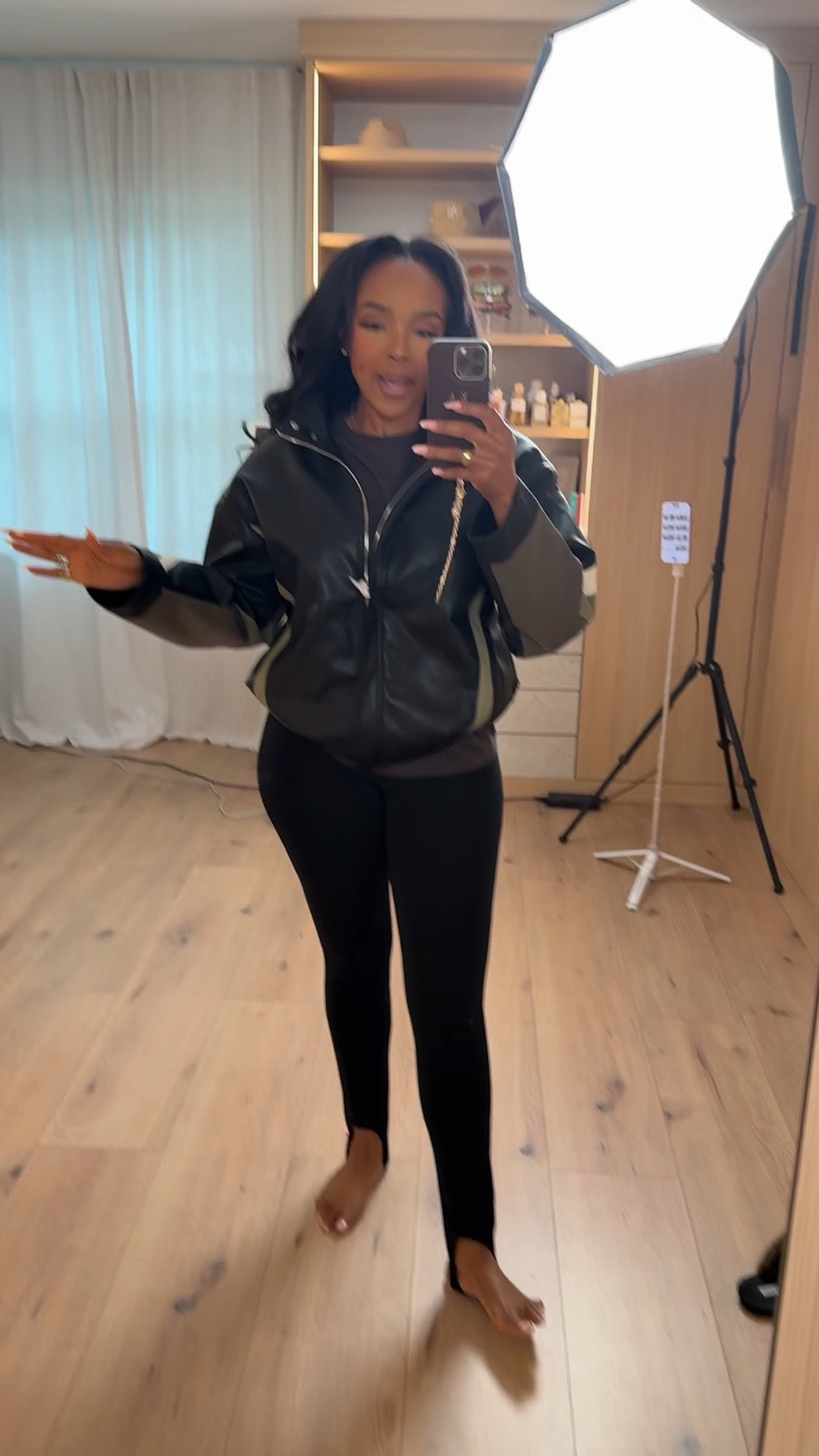 Scroll to shop this sporty elevated casual look featuring a faux leather zip-up jacket styled with classic black leggings for an easy, put-together vibe. These are everyday staples you’ll keep reaching for, making them a smart wardrobe investment where the cost per wear continues to drop.

Perfect for running errands, travel days, casual outings, coffee runs, or an on-the-go everyday look.

5'4" | 138 lbs | 34D bust | 27" waist | 40" hips

Follow me on Instagram and YouTube @kirasfashionfinds