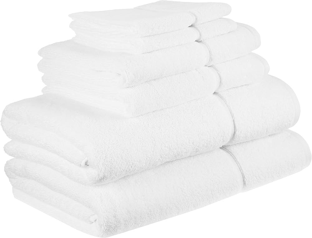 Vera Wang - Bath Towels Set, Luxury Cotton Bathroom Set, Plush & Super Absorbent (Modern Lux Whit... | Amazon (US)