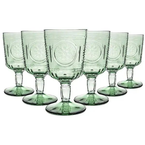 Bormioli Rocco Romantic Stemware Drinking Glass Set of 6 - Pastel Green - 10.75 oz. - Set of 6 | Bed Bath & Beyond
