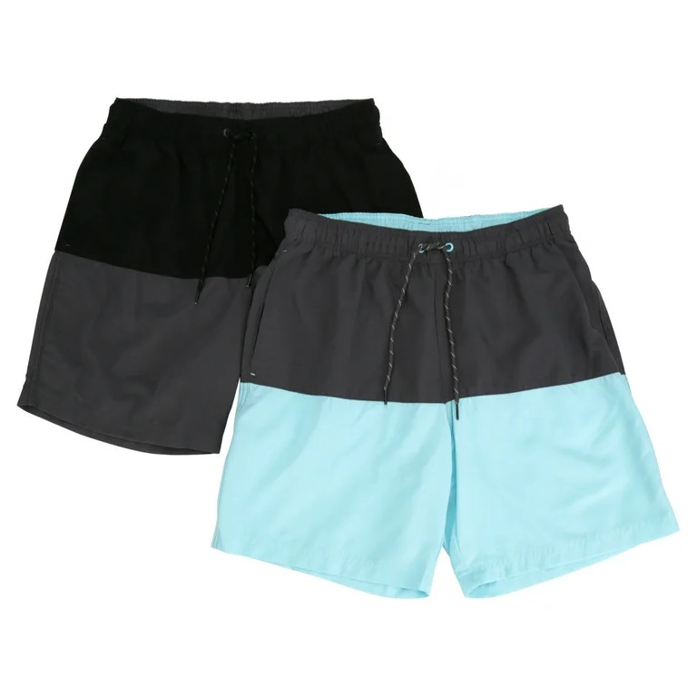 George Men’s and Big Men’s 8” All Guy Colorblocked Printed Swim Shorts, 2-Pack, up to Size ... | Walmart (US)
