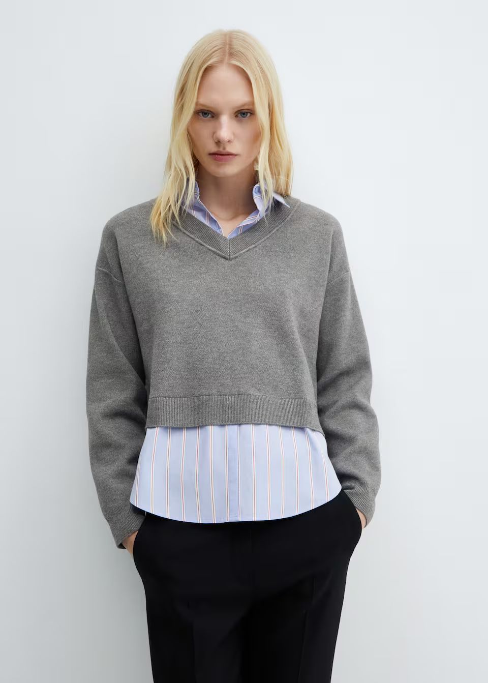 Combined shirt sweater -  Women | Mango United Kingdom | MANGO (UK)