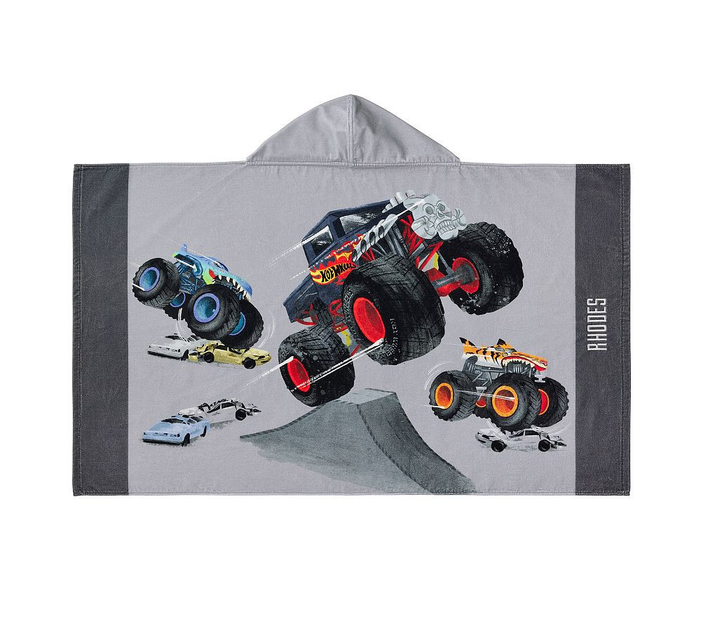 Hot Wheels Monster Trucks(TM) Kid Beach Hooded Towel, Kid Hooded Towel, Multi | Pottery Barn Kids