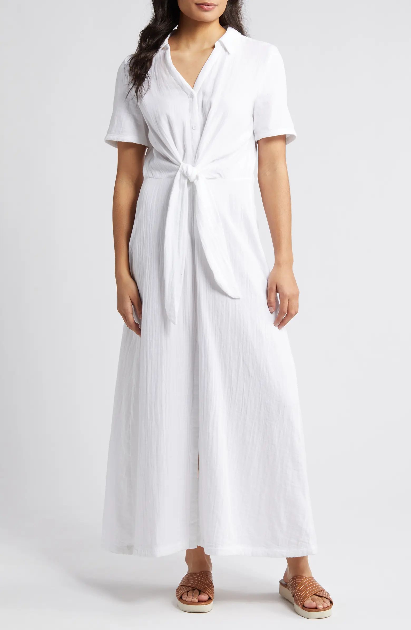 Vacation Tie Front Gauze Shirtdress | Nordstrom