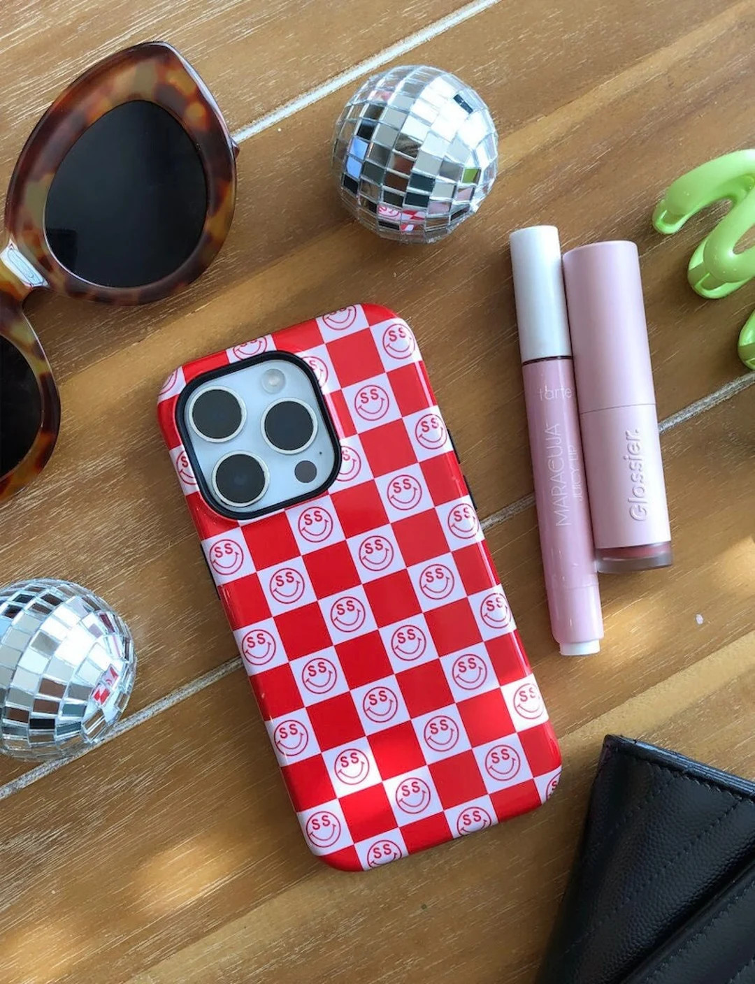 Custom Checkered Smiley iPhone Case, Initial iPhone Case, Monogram iPhone Case Magsafe - Etsy | Etsy (US)