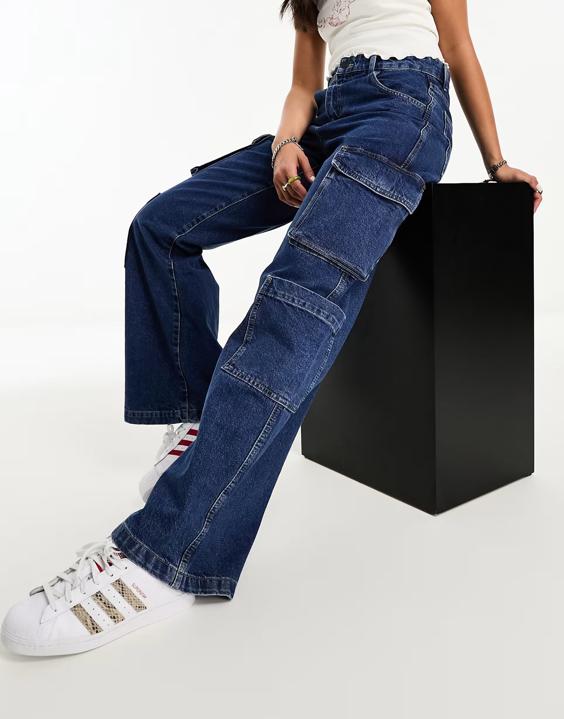 Cotton On cargo wide leg jeans in dark indigo | ASOS (Global)