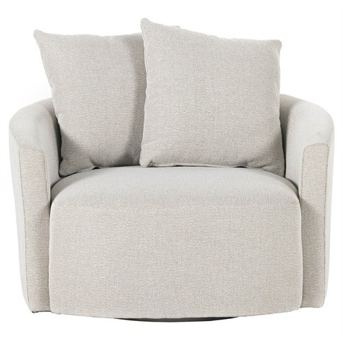 Louisa Modern Classic Off White Performance Swivel Barrel Chair | Kathy Kuo Home
