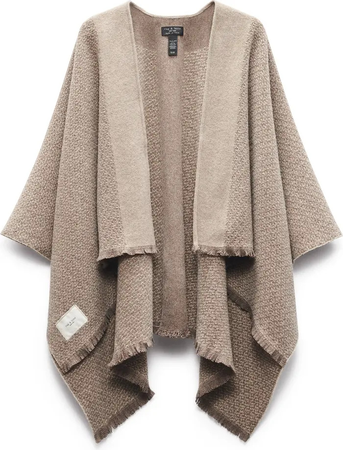 rag & bone Joni Wool Tweed Reversible Poncho Wrap | Nordstrom | Nordstrom