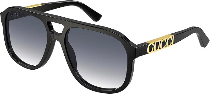 Gucci Sunglasses Aviator Full Rim, Black Frame and Grey Gradient Lens GG1188S002 | Amazon (US)