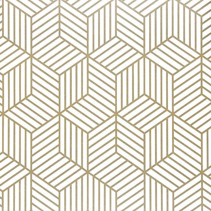 Wenmer 17.71"x118" Geometric Hexagon Wallpaper Peel and Stick Wallpaper Removable Self Adhesive W... | Amazon (US)