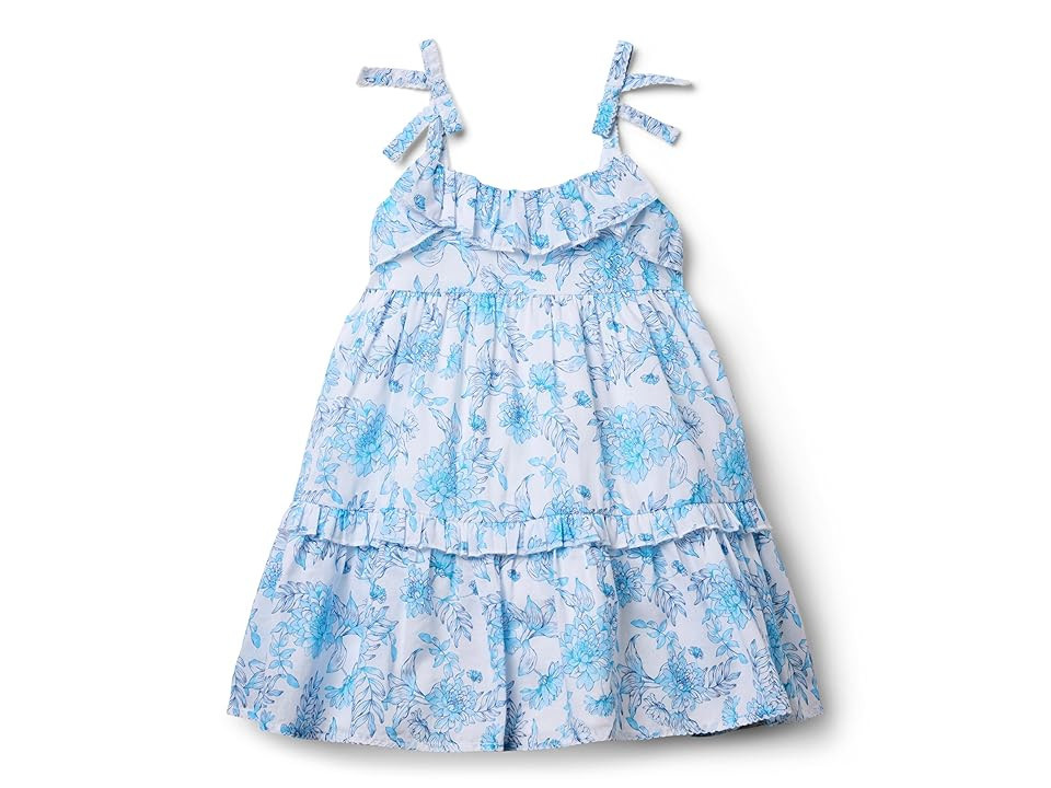 Janie and Jack Tiered Floral Dress (toddler/Little Kid/Big Kid) Girl's Dress Blue : 12 Big Kid, Cotton | Zappos